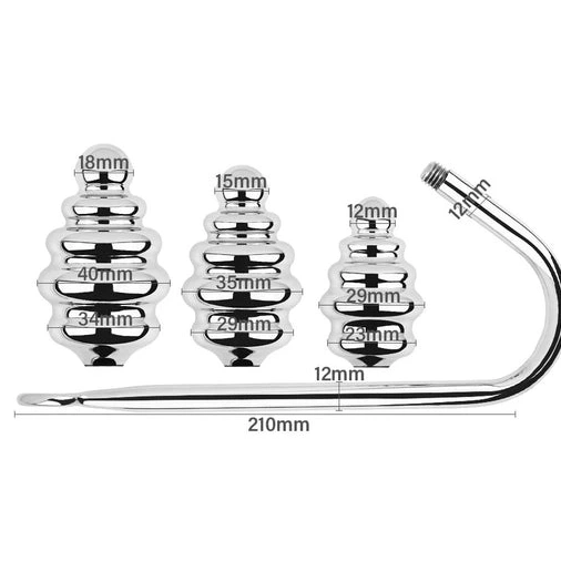 8826 GreatBenefit Anal Hook Set Screw-in Ribbed 1203